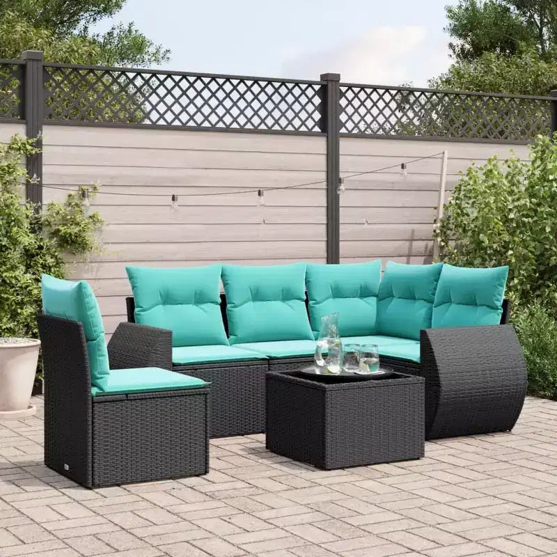 vidaXL Ensemble de canapés de jardin 6 pièces avec coussins Résine tressée noire