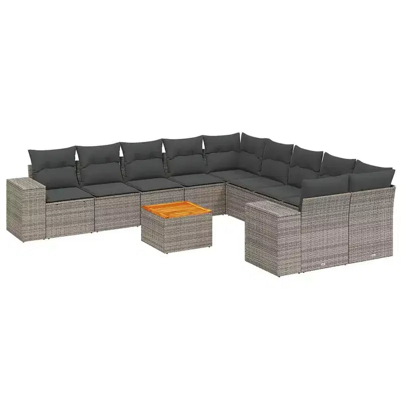 vidaXL 11 Piece Patio Sofa Set with Cushions Poly Rattan, Modular Outdoor Sectional, Table Included