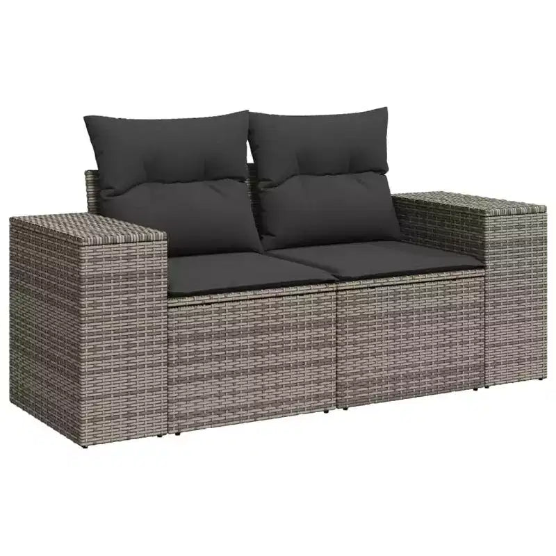 vidaXL Salon de jardin 11 pcs avec coussins résine tressée, Salon d'extérieur modulable, Table incluse