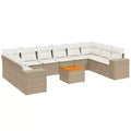 vidaXL Salon de jardin 11 pcs avec coussins résine tressée, Salon d'extérieur modulable, Table incluse
