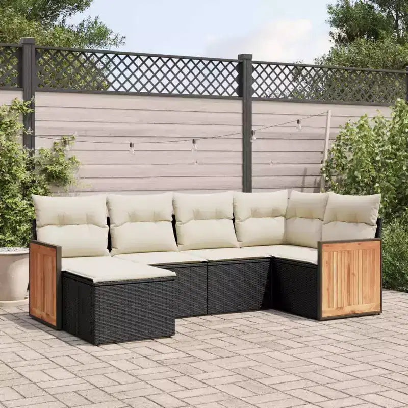 vidaXL Salon de jardin 6 pièces en résine tressée avec coussins