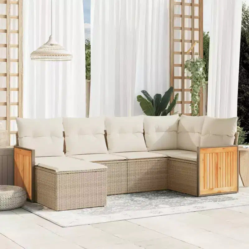 vidaXL Salon de jardin 6 pièces en résine tressée avec coussins