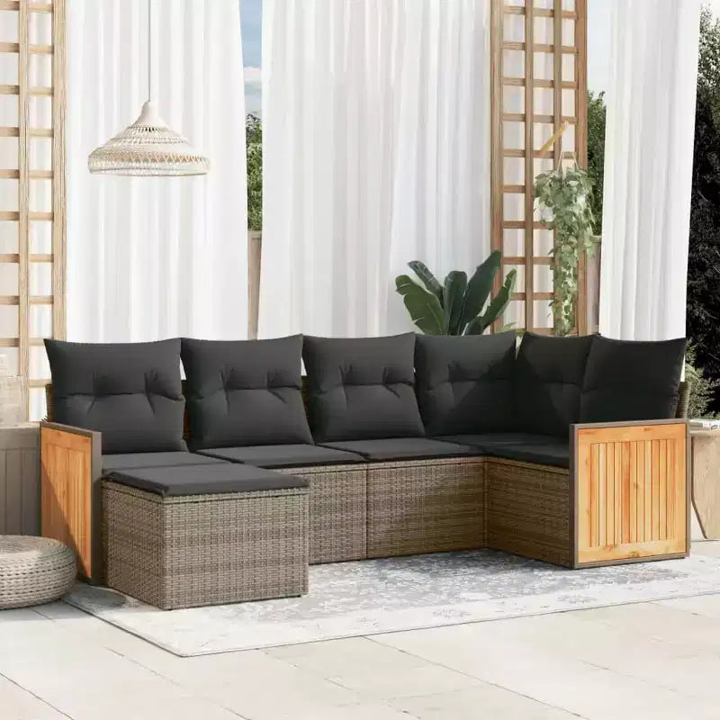 vidaXL Salon de jardin 6 pièces en résine tressée avec coussins