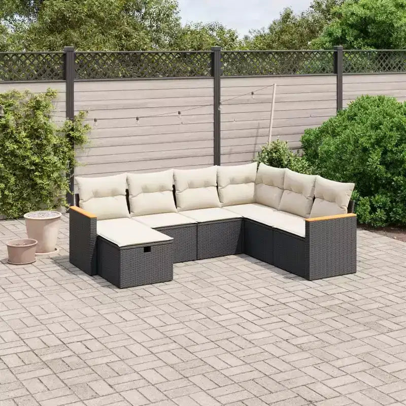 vidaXL Ensemble de canapés de jardin 7 pièces avec coussins, sectionnel d'extérieur en résine tressée, plusieurs couleurs, design modulaire