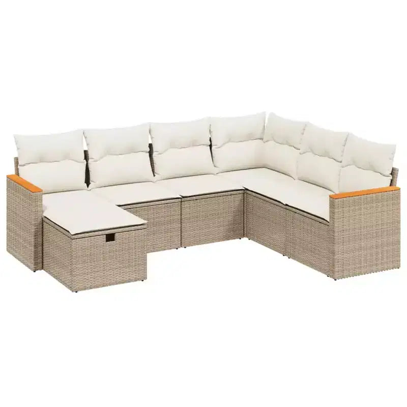 vidaXL Ensemble de canapés de jardin 7 pièces avec coussins, sectionnel d'extérieur en résine tressée, plusieurs couleurs, design modulaire