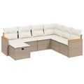 vidaXL Ensemble de canapés de jardin 7 pièces avec coussins, sectionnel d'extérieur en résine tressée, plusieurs couleurs, design modulaire