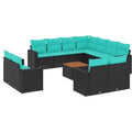 vidaXL 12 Piece Patio Sofa Set with Cushions Black Poly Rattan