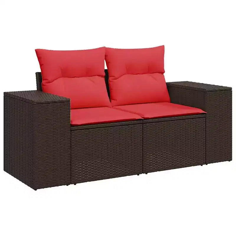 vidaXL Salon de jardin 9 pcs avec coussins résine tressée gris