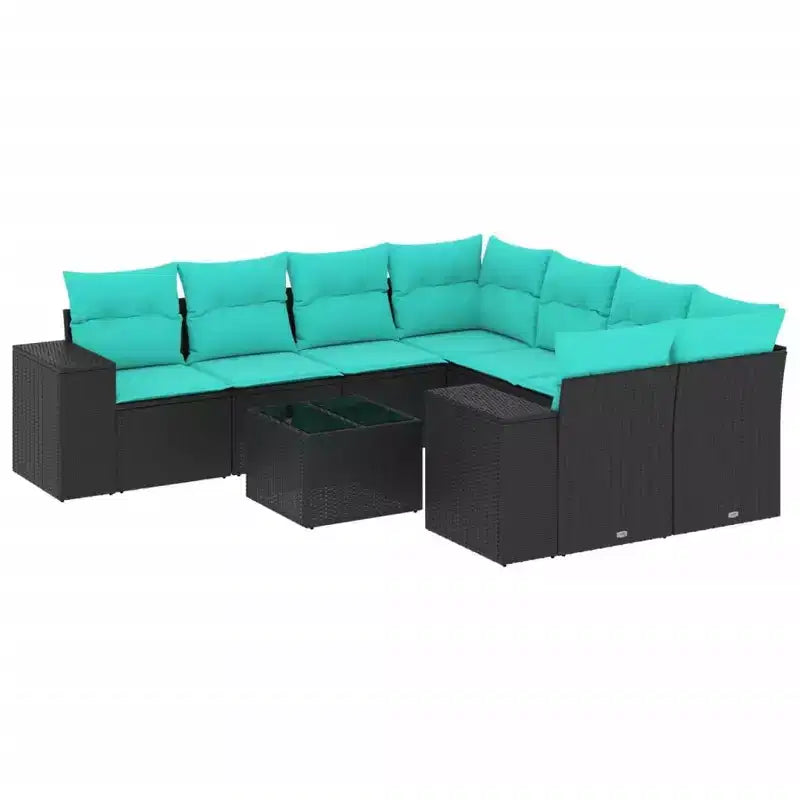 vidaXL Salon de jardin 9 pcs avec coussins résine tressée gris
