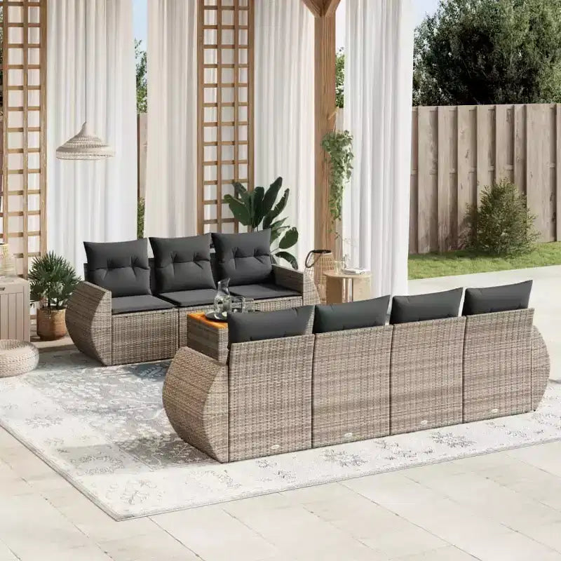 vidaXL Salon de jardin 8 pièces avec coussins résine tressée