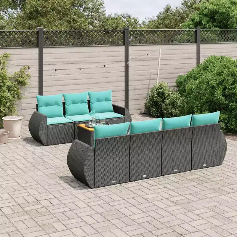 vidaXL Salon de jardin 8 pièces avec coussins résine tressée