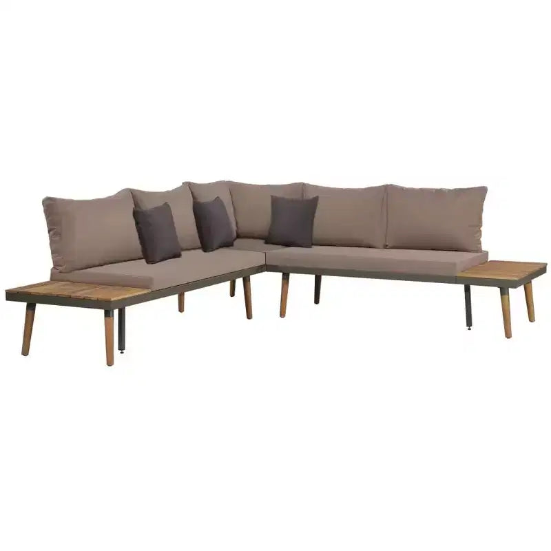 vidaXL Salon de jardin 4 pièces avec coussins en bois d'acacia massif marron
