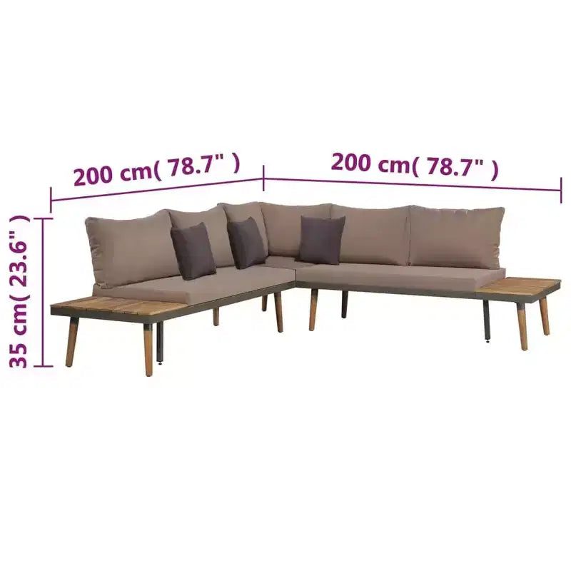 vidaXL Salon de jardin 4 pièces avec coussins en bois d'acacia massif marron