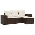 vidaXL 4 Piece Patio Sofa Set with Cushions Beige Poly Rattan