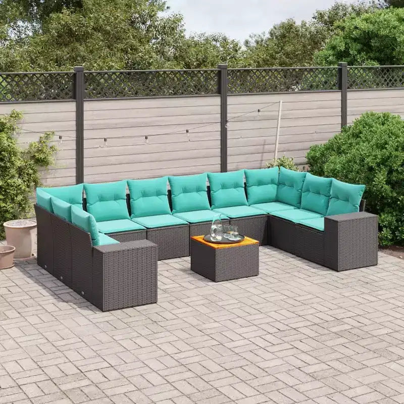 vidaXL Salon de jardin 11 pcs avec coussins résine tressée