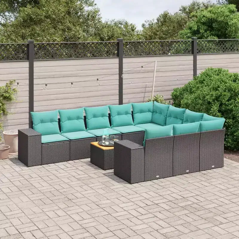 vidaXL Salon de jardin 11 pcs avec coussins résine tressée
