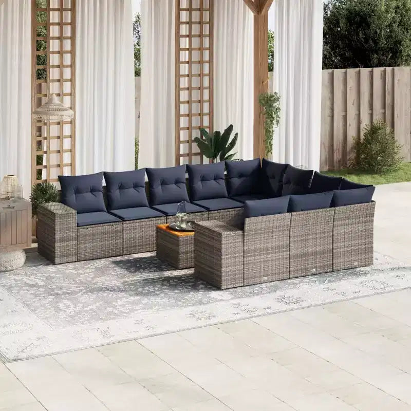 vidaXL Salon de jardin 11 pcs avec coussins résine tressée
