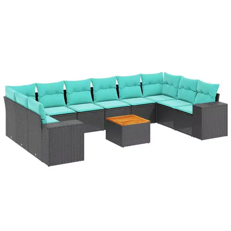 vidaXL Salon de jardin 11 pcs avec coussins résine tressée