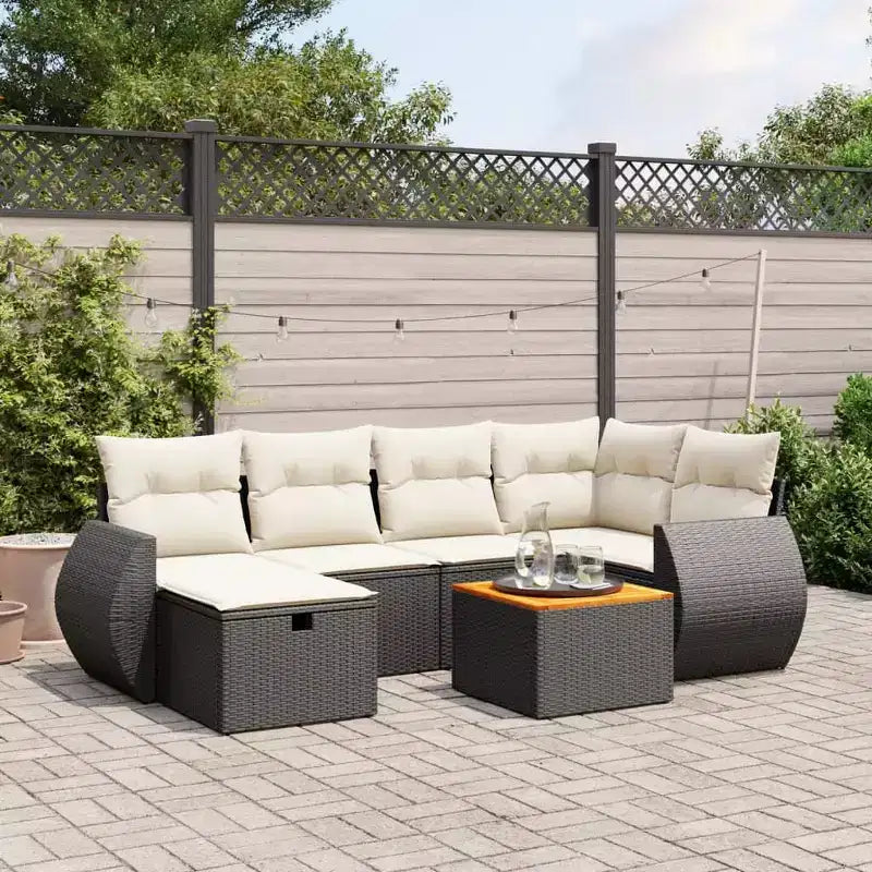 vidaXL Salon de jardin avec coussins Mobilier d'extérieur 7 pièces en résine tressée
