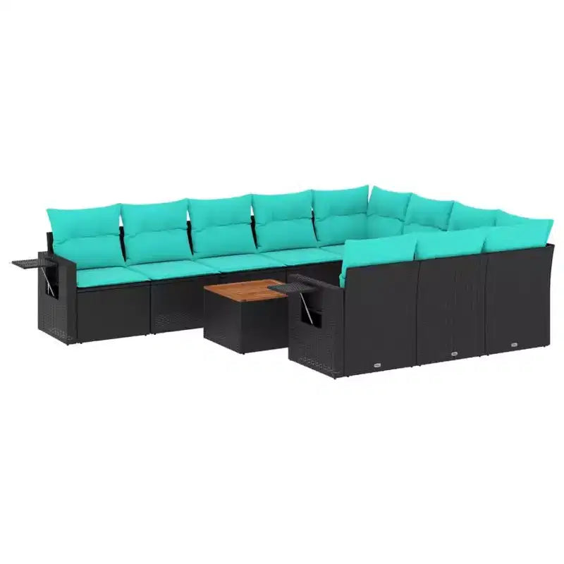 vidaXL 11 Piece Garden Sofa Set with Cushions Grey Poly Rattan