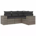 vidaXL 4 Piece Patio Sofa Set with Cushions Gray Poly Rattan