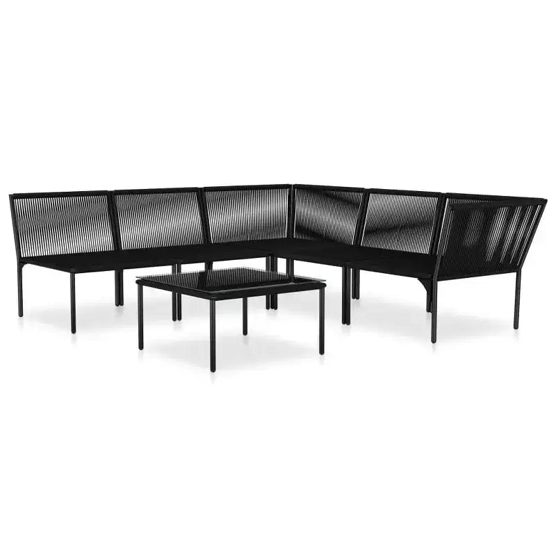 vidaXL Salon de jardin PVC noir avec table et chaises