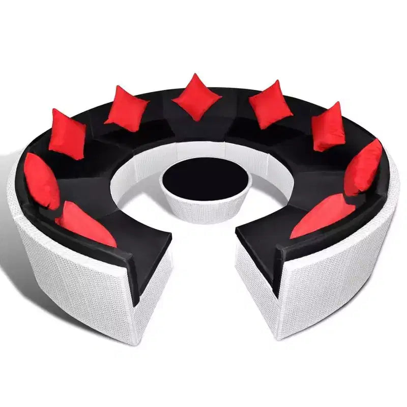 vidaXL Salon de jardin 10 pièces avec coussins résine tressée blanc