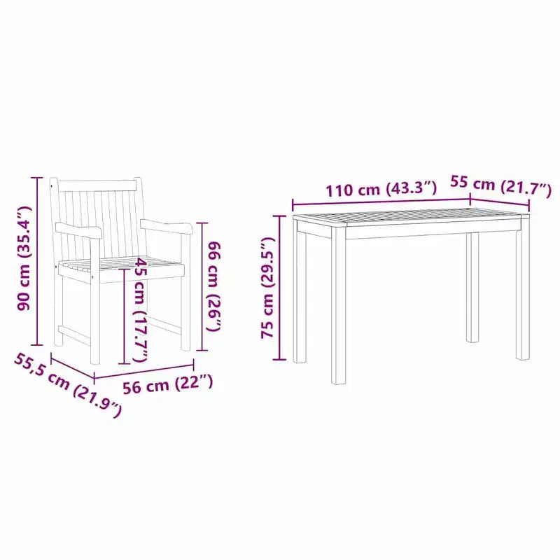 vidaXL Salon de jardin 3 pcs Marron Bois d'acacia massif