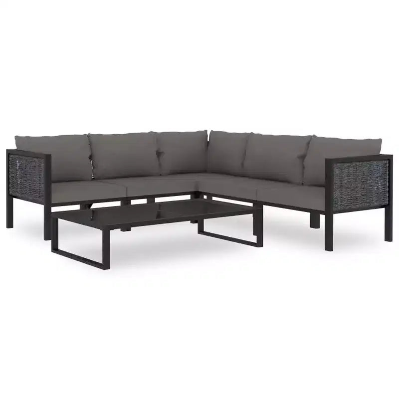 vidaXL Patio Lounge Set Outdoor Sectional Sofa Set Poly Rattan Anthracite