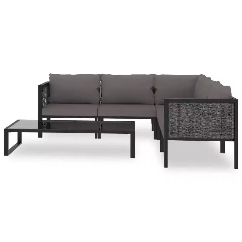 vidaXL Ensemble de salon de jardin Canapé d'angle d'extérieur en résine tressée anthracite