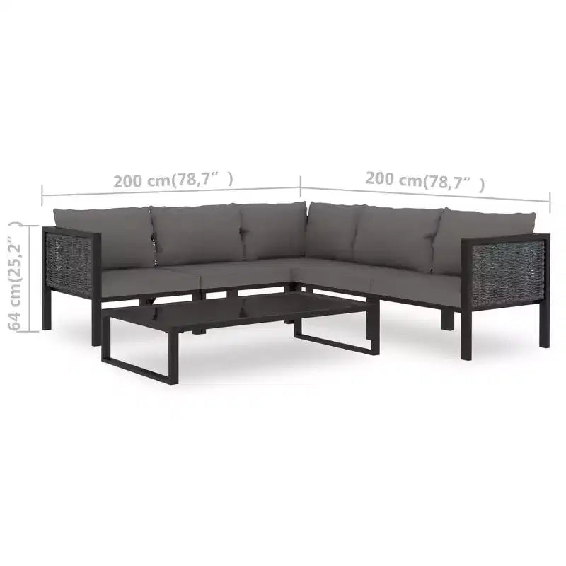 vidaXL Ensemble de salon de jardin Canapé d'angle d'extérieur en résine tressée anthracite