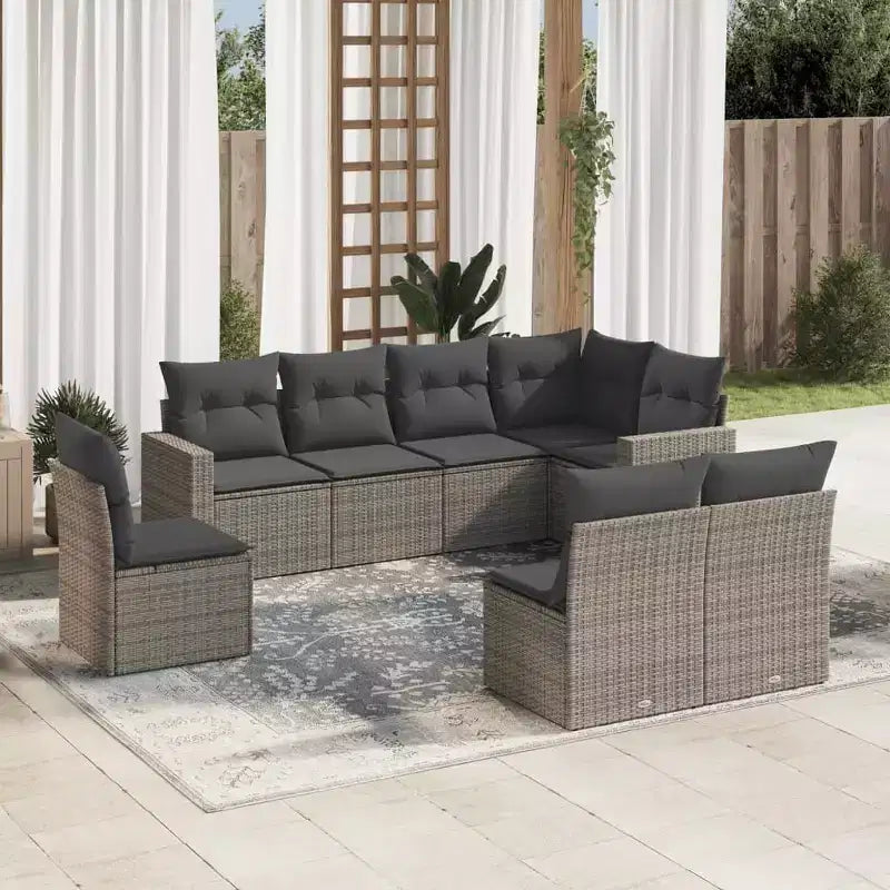 vidaXL Salon de jardin 8 pièces avec coussins en résine tressée gris