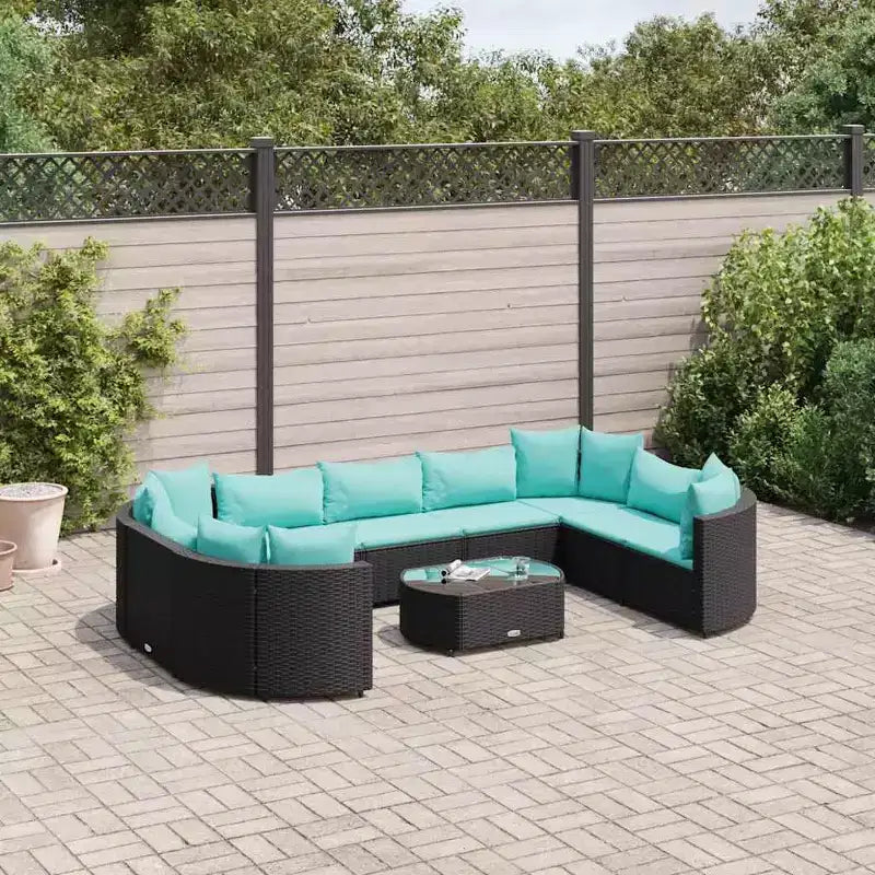 vidaXL Salon de jardin avec coussins 10 pièces en résine tressée