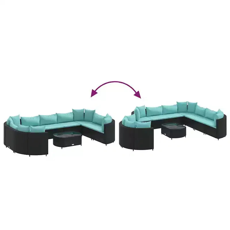 vidaXL Salon de jardin avec coussins 10 pièces en résine tressée
