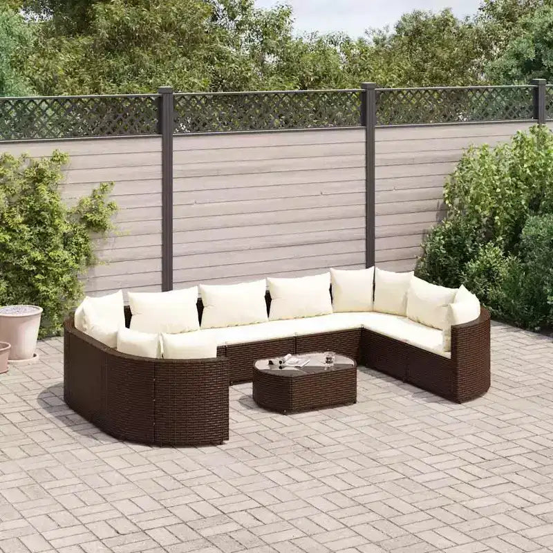 vidaXL Salon de jardin avec coussins 10 pièces en résine tressée