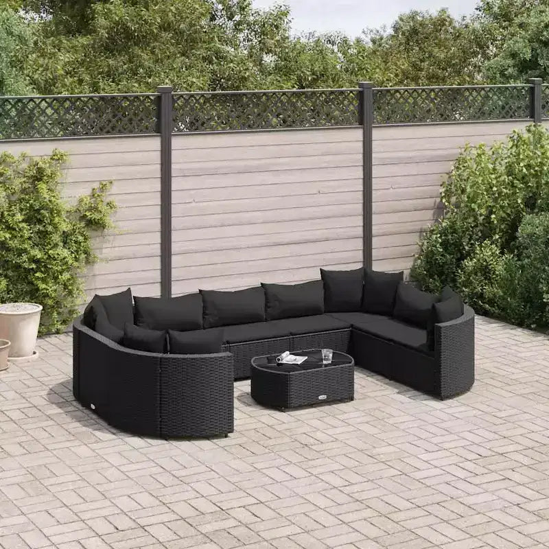 vidaXL Salon de jardin avec coussins 10 pièces en résine tressée