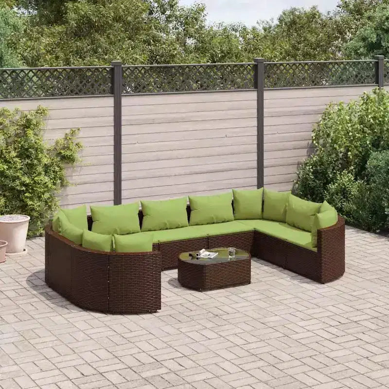 vidaXL Salon de jardin avec coussins 10 pièces en résine tressée