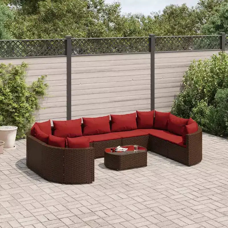vidaXL Salon de jardin avec coussins 10 pièces en résine tressée