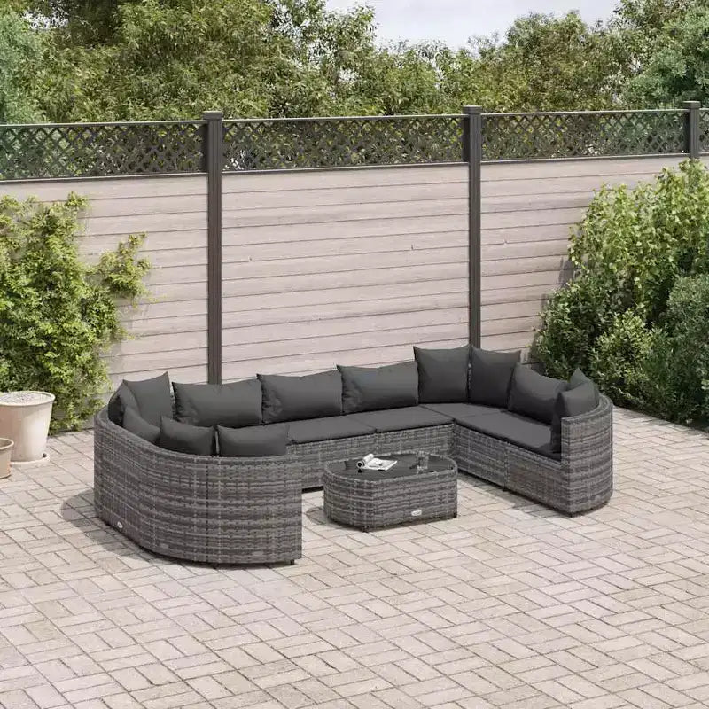 vidaXL Salon de jardin avec coussins 10 pièces en résine tressée