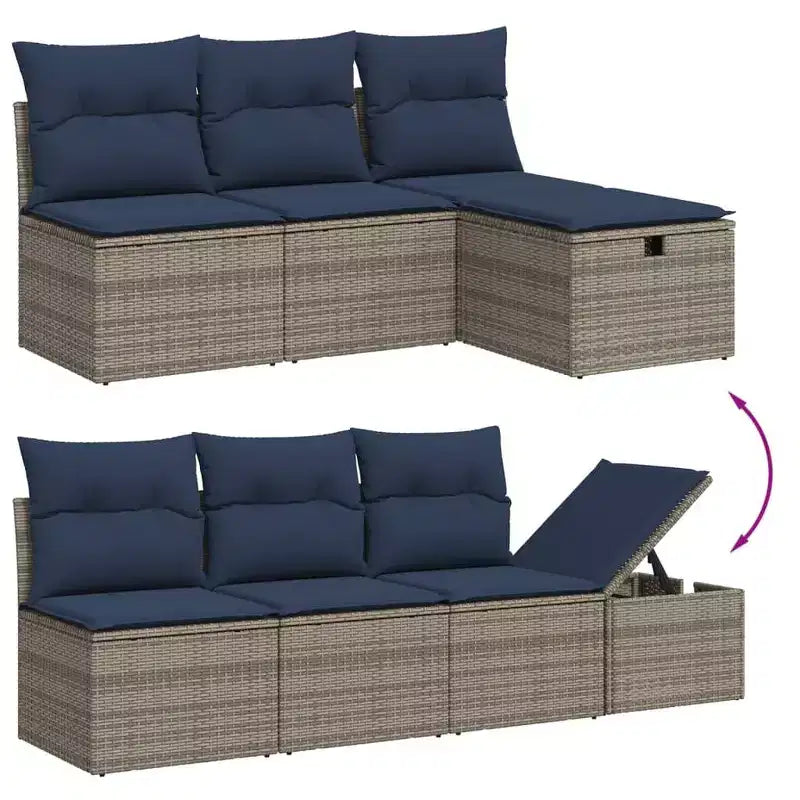 vidaXL Salon de jardin avec coussins et table d'extérieur 8 pièces en résine tressée