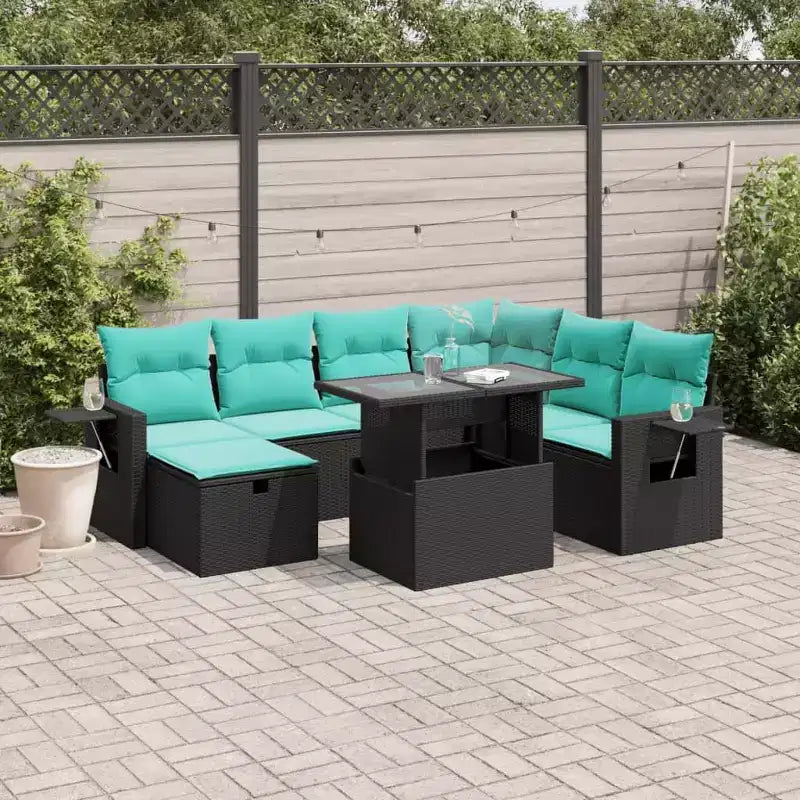vidaXL Salon de jardin avec coussins et table d'extérieur 8 pièces en résine tressée