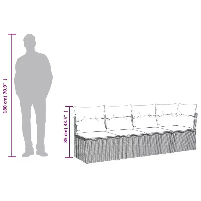 vidaXL Salon de jardin 9 pcs avec coussins résine tressée