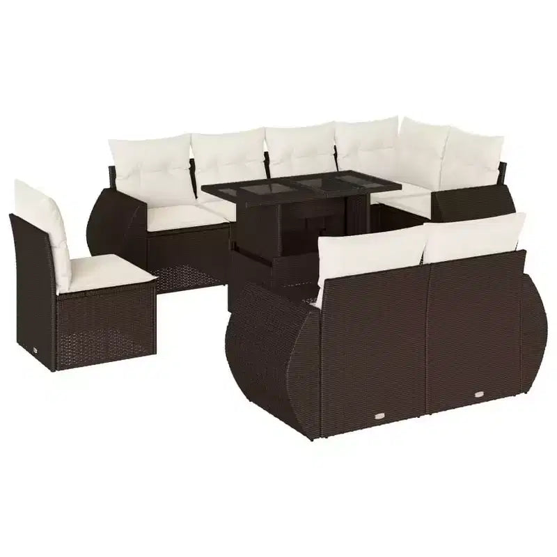 vidaXL 9 Piece Patio Sofa Set with Cushions Poly Rattan