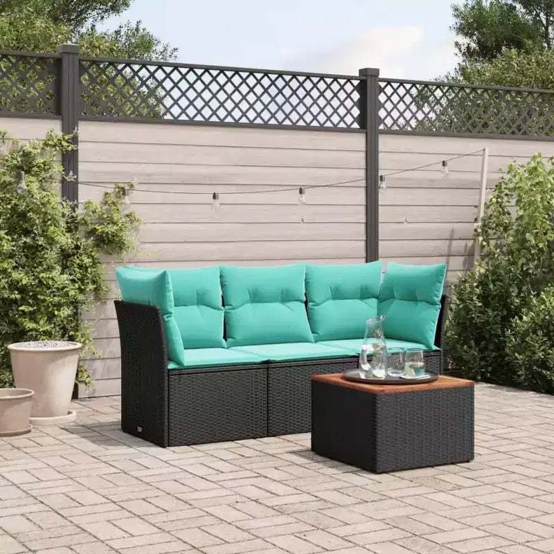 vidaXL Salon de jardin 4 pièces en résine tressée avec coussins