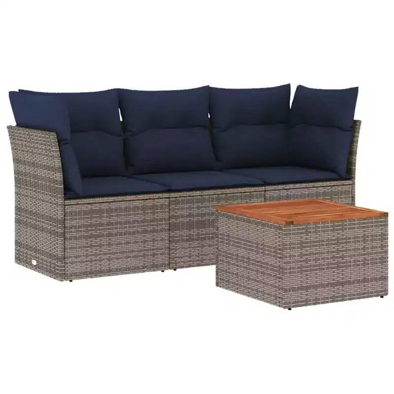 vidaXL 4 Piece Patio Sofa Set with Cushions Poly Rattan