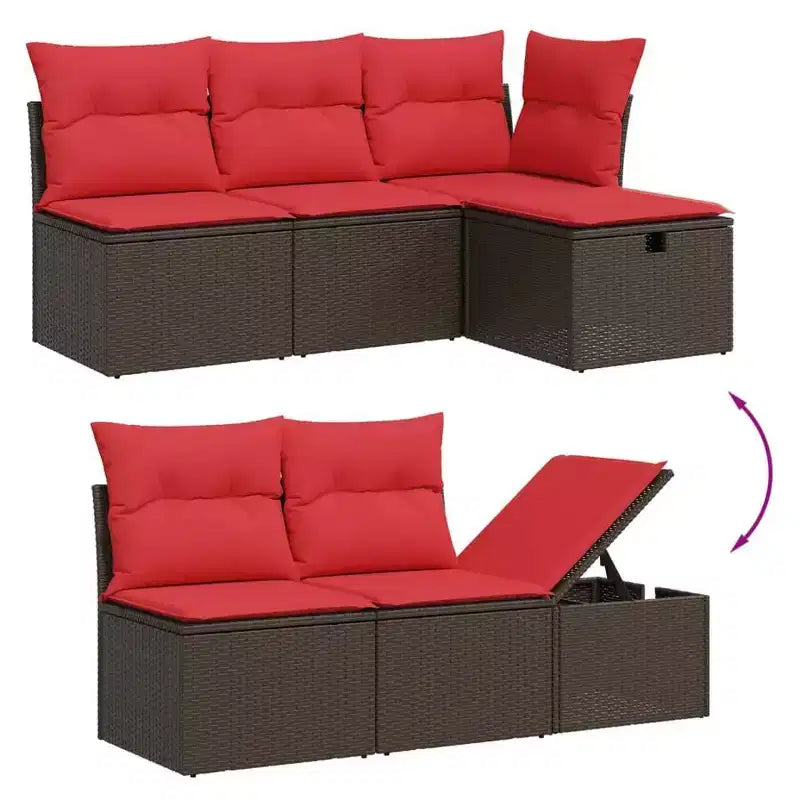 vidaXL Salon de jardin avec coussins, canapé d'angle, 6 pièces, résine tressée