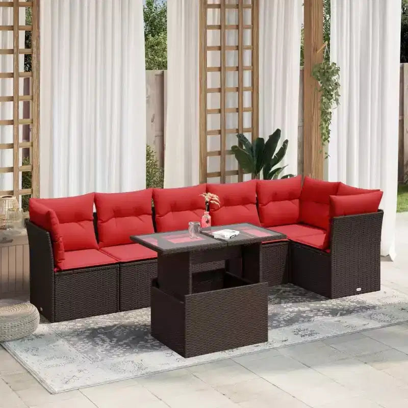 vidaXL Ensemble de canapé de jardin 7 pièces avec coussins résine tressée
