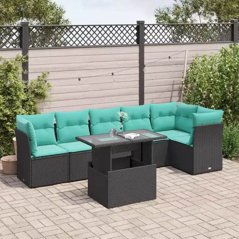 vidaXL Ensemble de canapé de jardin 7 pièces avec coussins résine tressée