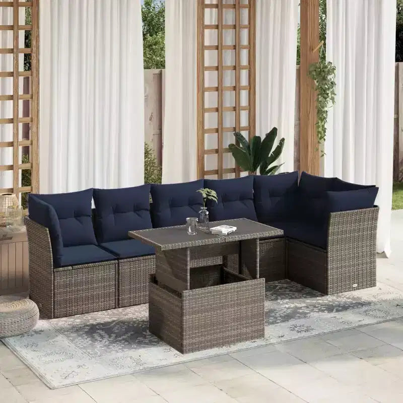 vidaXL Ensemble de canapé de jardin 7 pièces avec coussins résine tressée