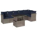vidaXL 7 Piece Garden Sofa Set with Cushions Poly Rattan